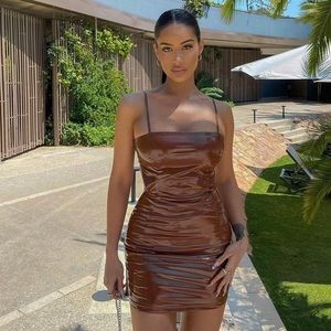 Brown leather dress